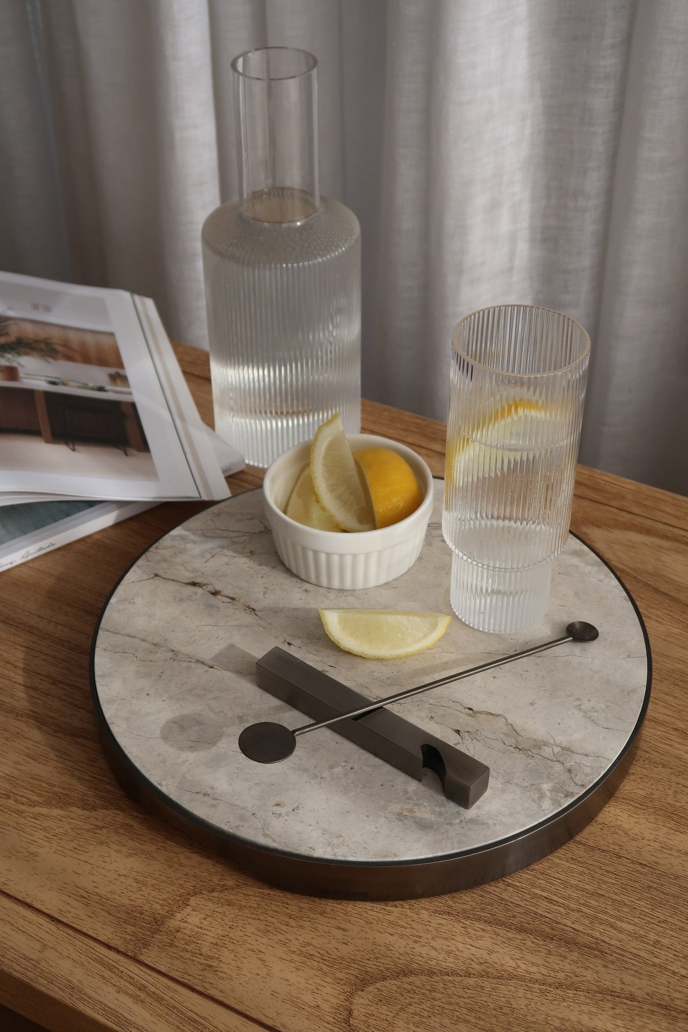 GEO GRAZING BOARD ROUND | Black Nickel & Grey Tundra - Shop premium Home Decor for modern interiors - premium homewares - luxury home decor online