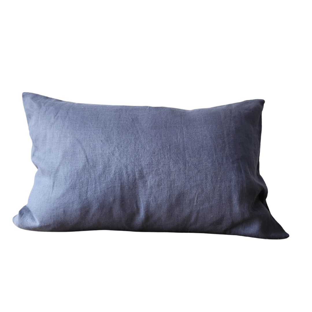 STONEWASHED LINEN RECTANGLE CUSHION COVER | 35*55 | Marine blue - Shop premium Home Decor for modern interiors - premium homewares - luxury home decor online