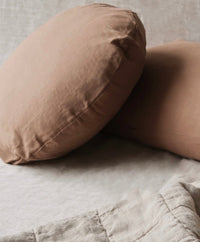 STONEWASHED LINEN ROUND CUSHION COVER | 40cm dia | Latte - Shop premium Home Decor for modern interiors - premium homewares - luxury home decor online