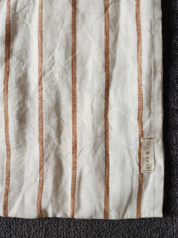 STONEWASHED LINEN RECTANGLE CUSHION COVER | 35*55 | Ginger Pinstripe Wide