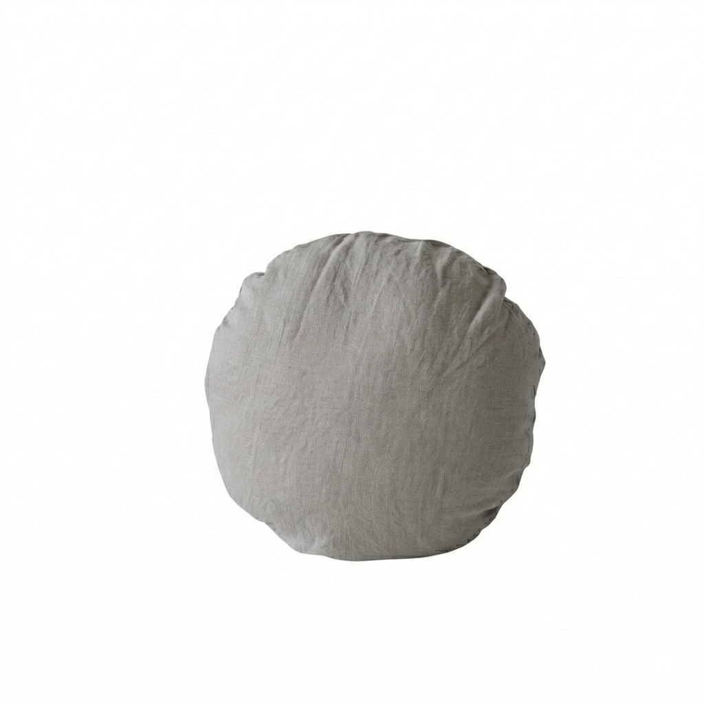 STONEWASHED LINEN ROUND CUSHION COVER | 40cm dia | Ash - Shop premium Home Decor for modern interiors - premium homewares - luxury home decor online