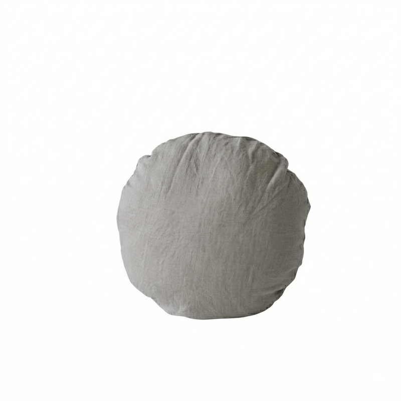 STONEWASHED LINEN ROUND CUSHION COVER | 40cm dia | Ash - Shop premium Home Decor for modern interiors - premium homewares - luxury home decor online