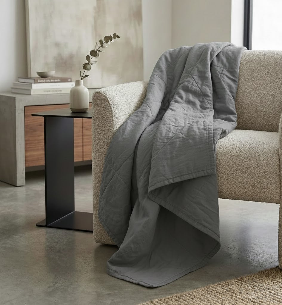 STONEWASHED LINEN THROW | 160*210 Ash - Shop premium Home Decor for modern interiors - premium homewares - luxury home decor online