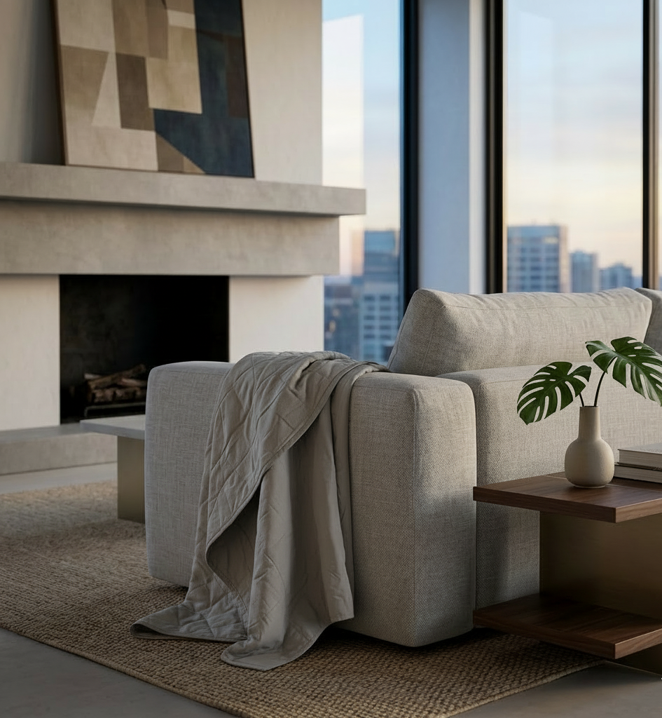 STONEWASHED LINEN THROW | 160*210 Ash + Stone - Shop premium Home Decor for modern interiors - premium homewares - luxury home decor online