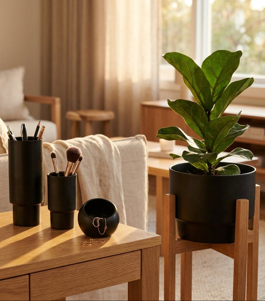 CENTURY POT | Black - Shop premium Home Decor for modern interiors - premium homewares - luxury home decor online