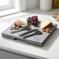 GEO GRAZING BOARD SQUARE | Black Nickel & Tundra Grey