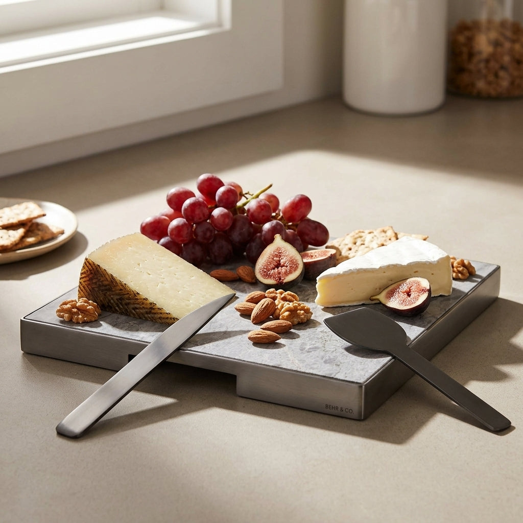 GEO GRAZING BOARD SQUARE | Black Nickel & Tundra Grey