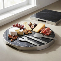 GEO GRAZING BOARD ROUND | Brushed Nickel & Nero