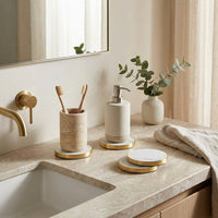 GEO COASTERS | Brass & Carrara | Set of 4