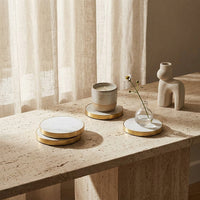 GEO COASTERS | Brass & Carrara | Set of 4