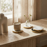 GEO COASTERS | Brass & Carrara | Set of 4
