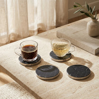 GEO COASTERS | Brushed Nickel & Nero | Set of 4 - Shop premium Home Decor for modern interiors - premium homewares - luxury home decor online