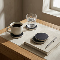 GEO COASTERS | Brushed Nickel & Nero | Set of 4 - Shop premium Home Decor for modern interiors - premium homewares - luxury home decor online