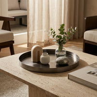 GEO ROUND TRAY | Black Nickel