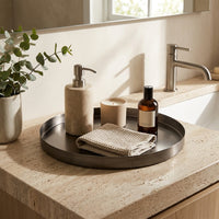 GEO ROUND TRAY | Black Nickel