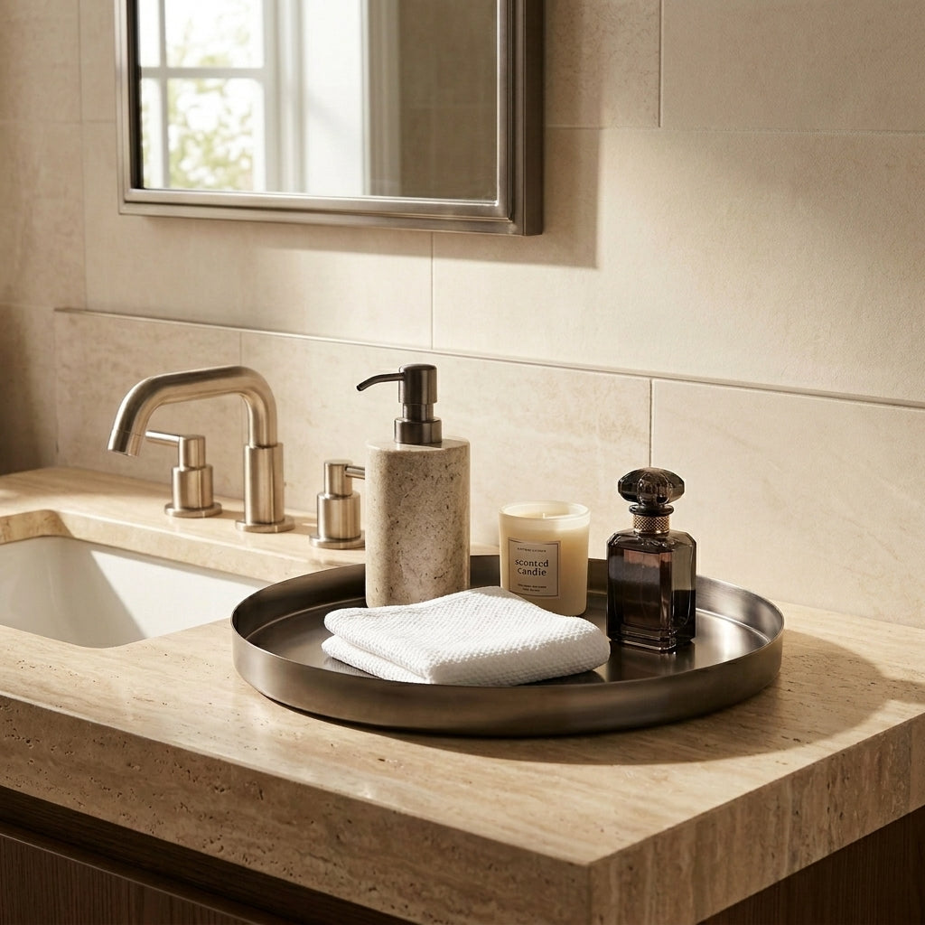 GEO ROUND TRAY | Black Nickel