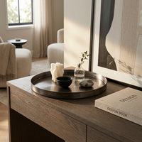 GEO ROUND TRAY | Black Nickel