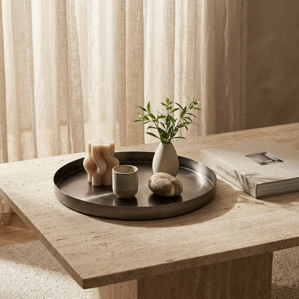 GEO ROUND TRAY | Black Nickel