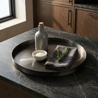 GEO ROUND TRAY | Black Nickel