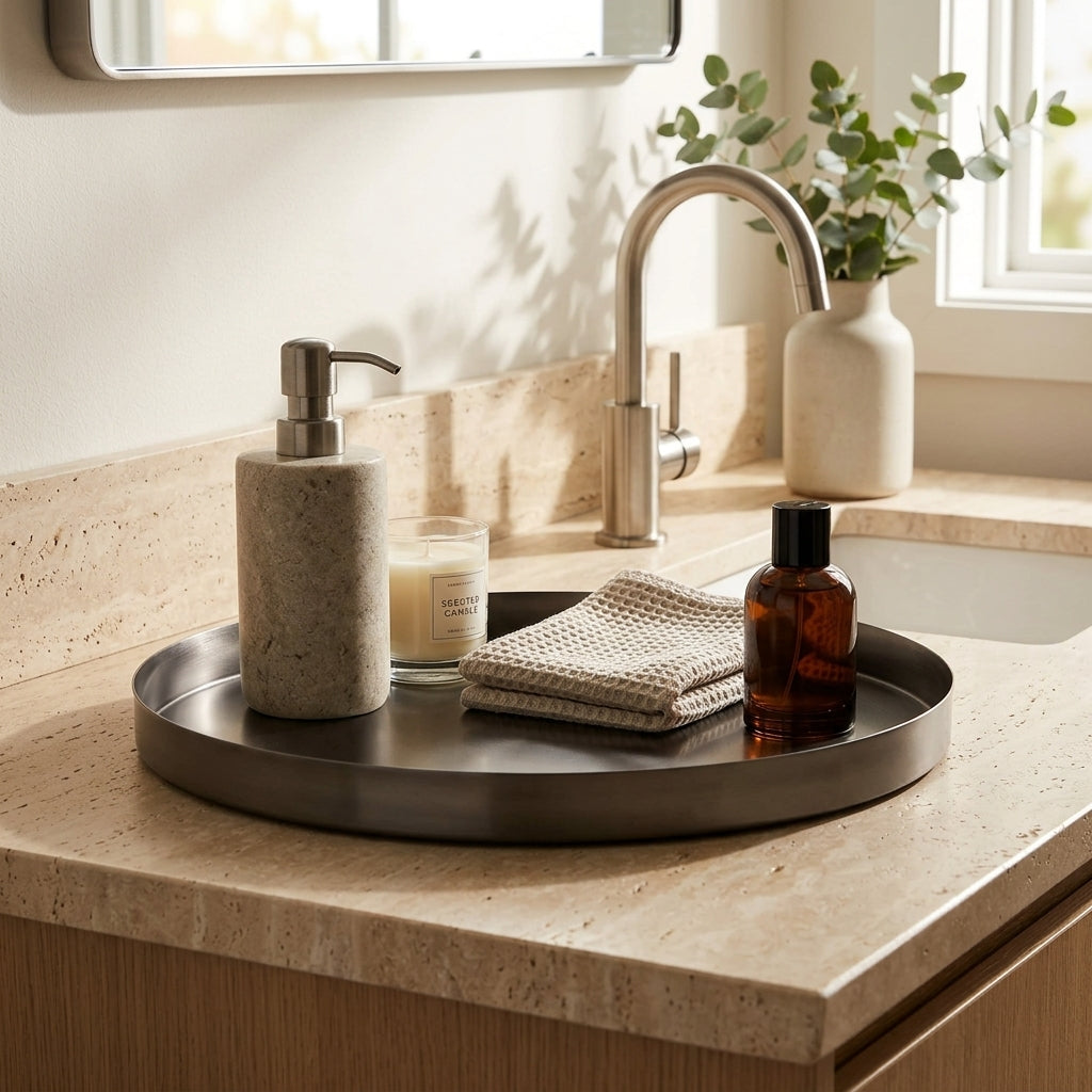 GEO ROUND TRAY | Black Nickel