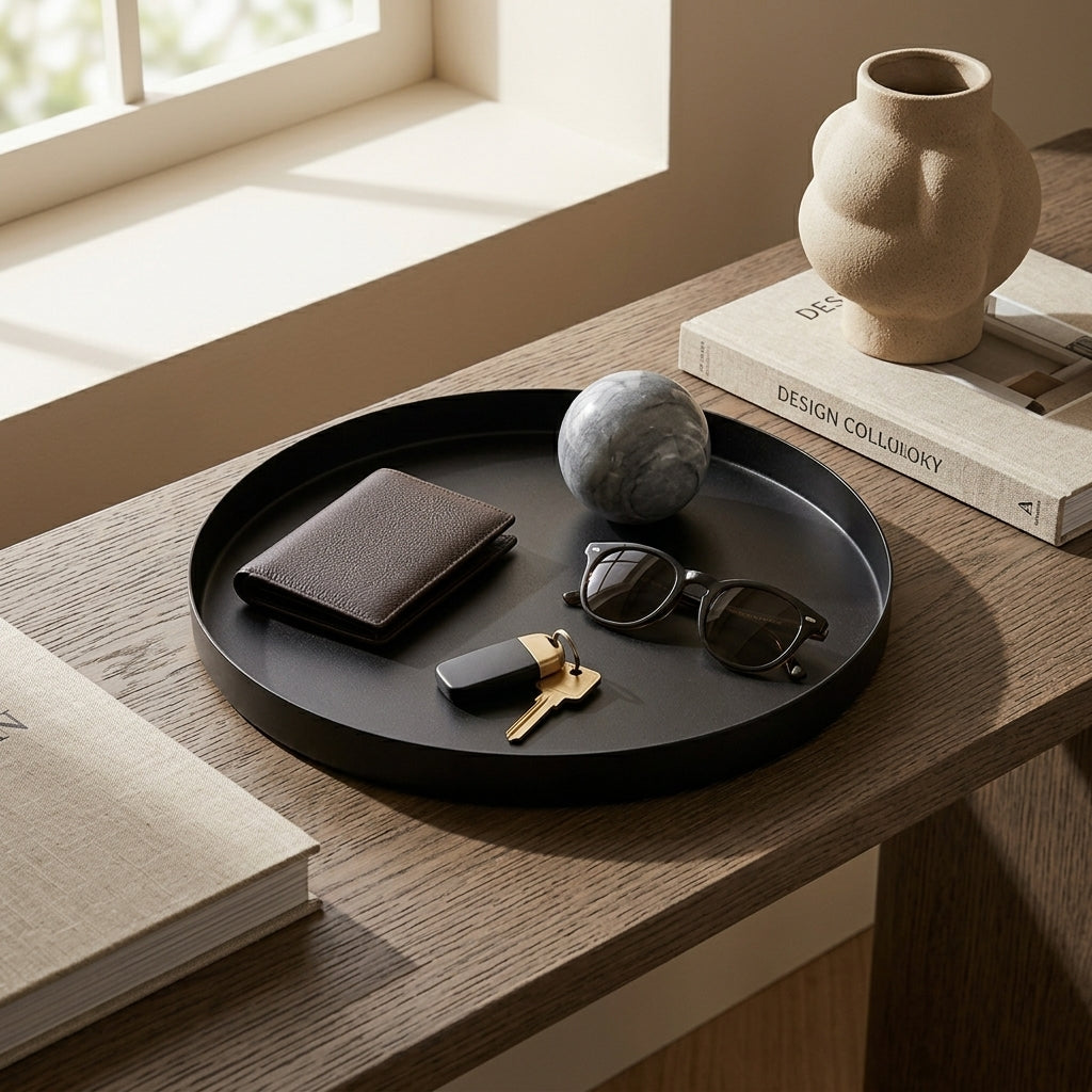 GEO ROUND TRAY | Matt Black