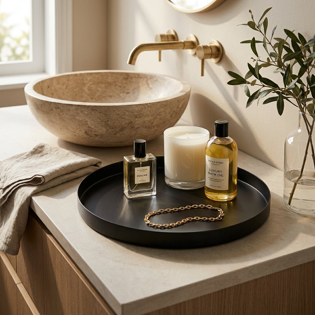 GEO ROUND TRAY | Matt Black