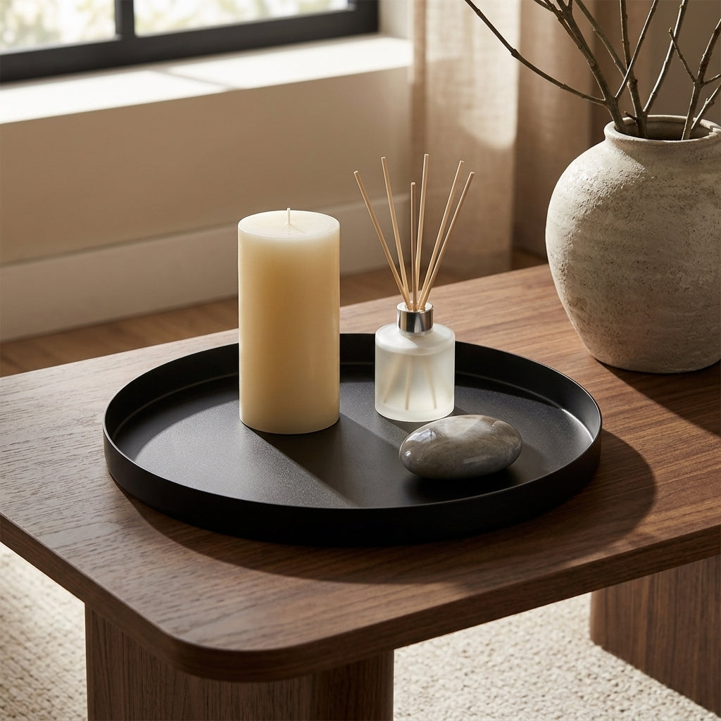 GEO ROUND TRAY | Matt Black