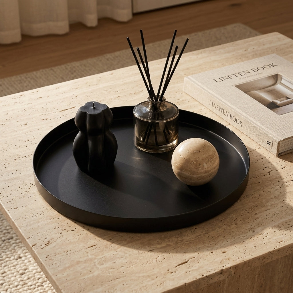 GEO ROUND TRAY | Matt Black