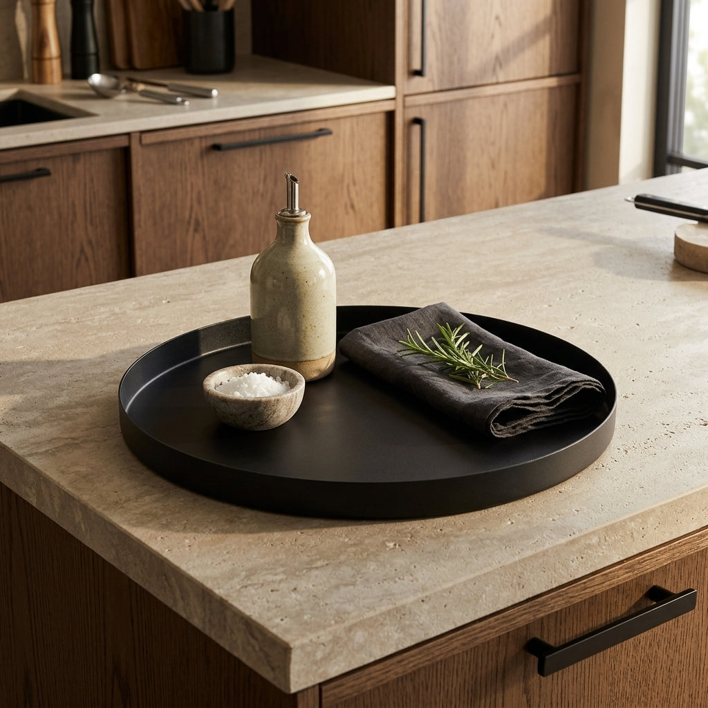 GEO ROUND TRAY | Matt Black