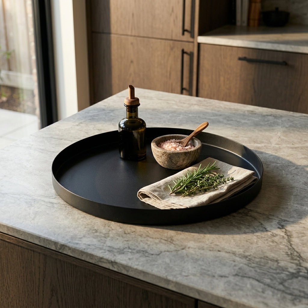 GEO ROUND TRAY | Matt Black