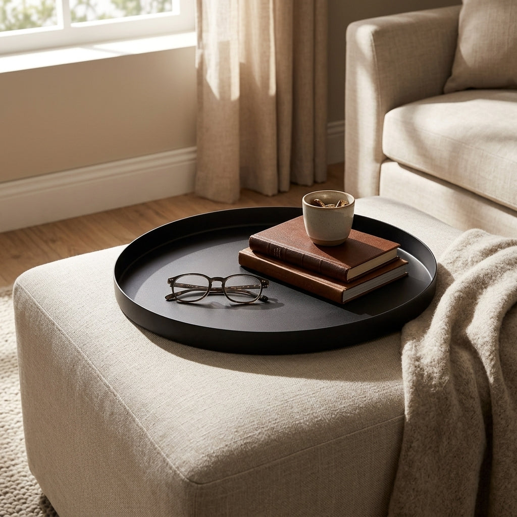GEO ROUND TRAY | Matt Black