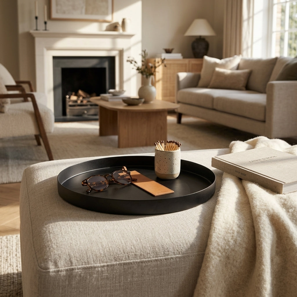 GEO ROUND TRAY | Matt Black