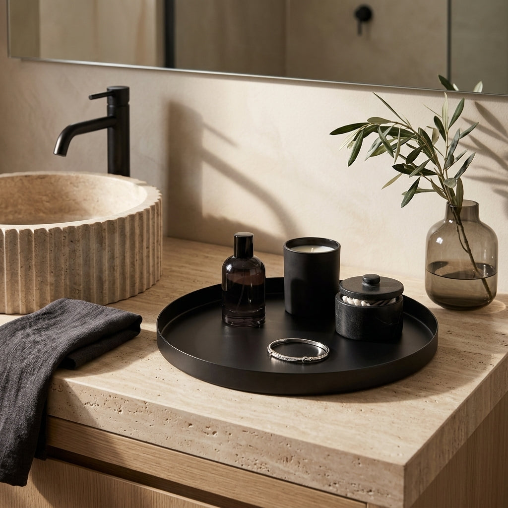 GEO ROUND TRAY | Matt Black