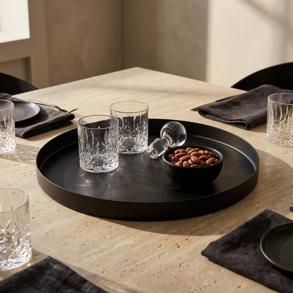 GEO ROUND TRAY | Matt Black
