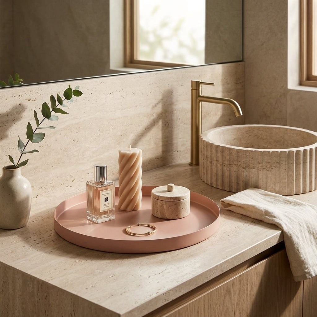GEO ROUND TRAY | Blush - Shop premium Home Decor for modern interiors - premium homewares - luxury home decor online