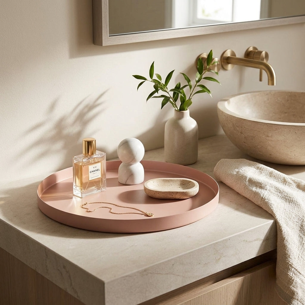 GEO ROUND TRAY | Blush - Shop premium Home Decor for modern interiors - premium homewares - luxury home decor online