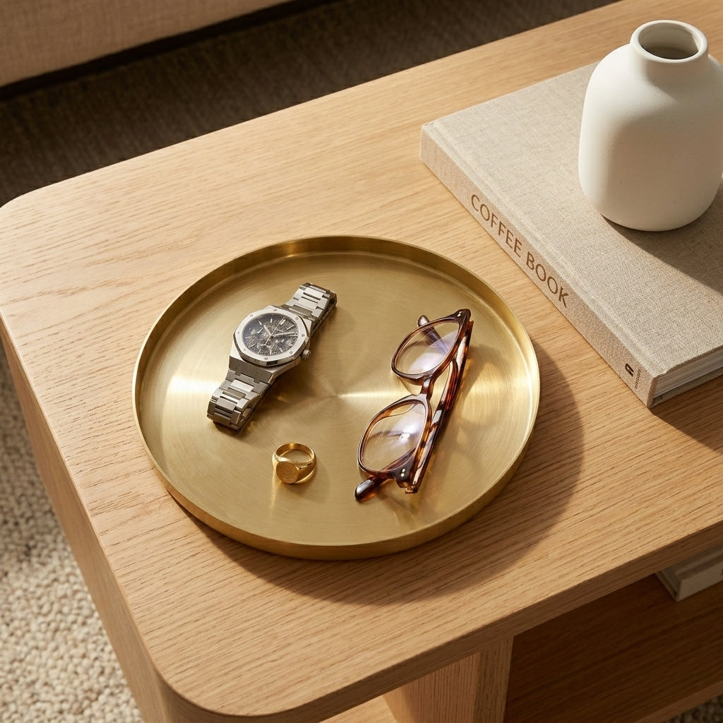GEO ROUND TRAY MINI | Brass - Shop premium Home Decor for modern interiors - premium homewares - luxury home decor online