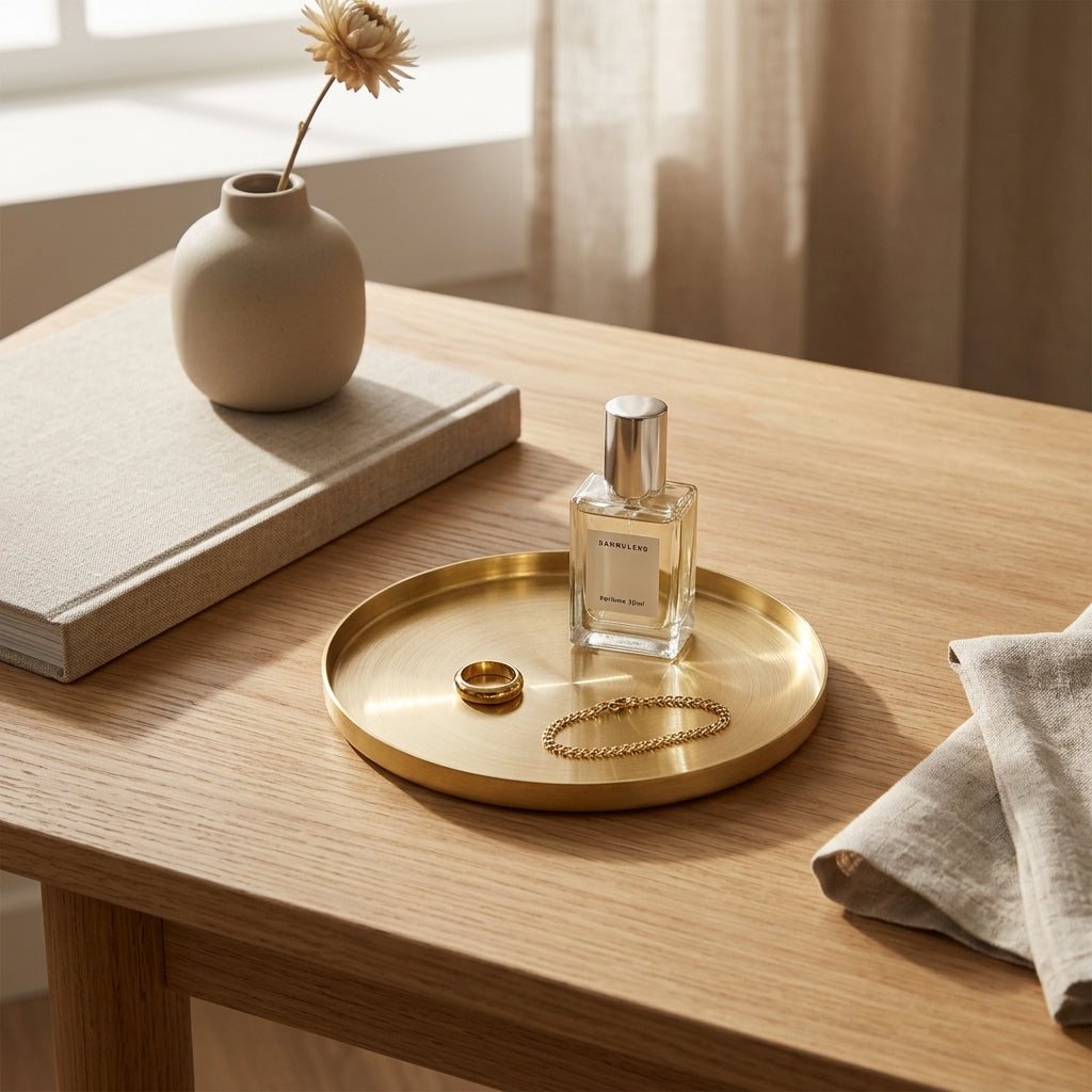 GEO ROUND TRAY MINI | Brass - Shop premium Home Decor for modern interiors - premium homewares - luxury home decor online