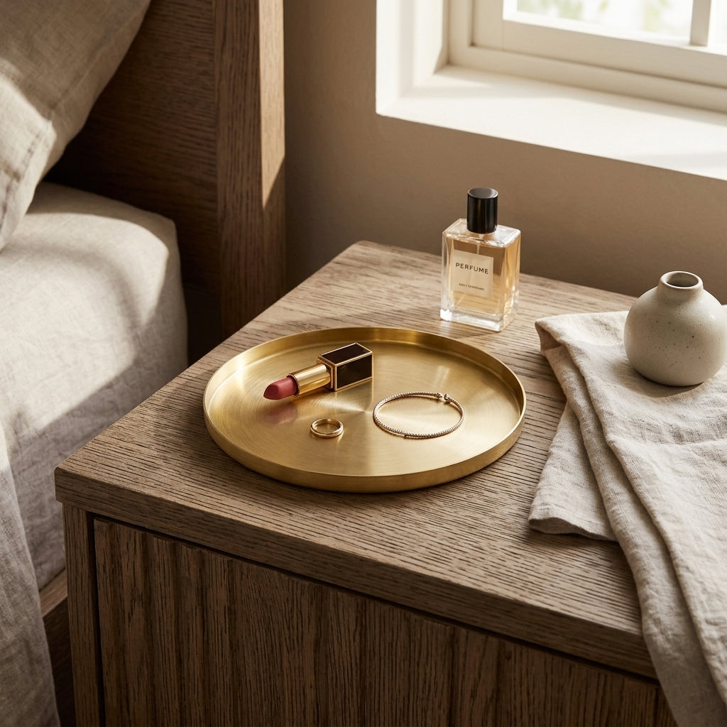 GEO ROUND TRAY MINI | Brass - Shop premium Home Decor for modern interiors - premium homewares - luxury home decor online