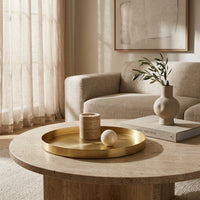 GEO ROUND TRAY | Brass
