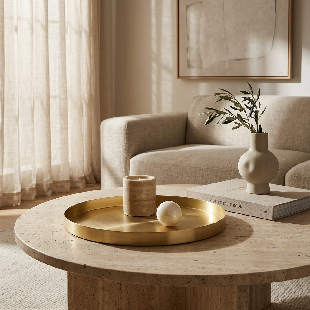 GEO ROUND TRAY | Brass