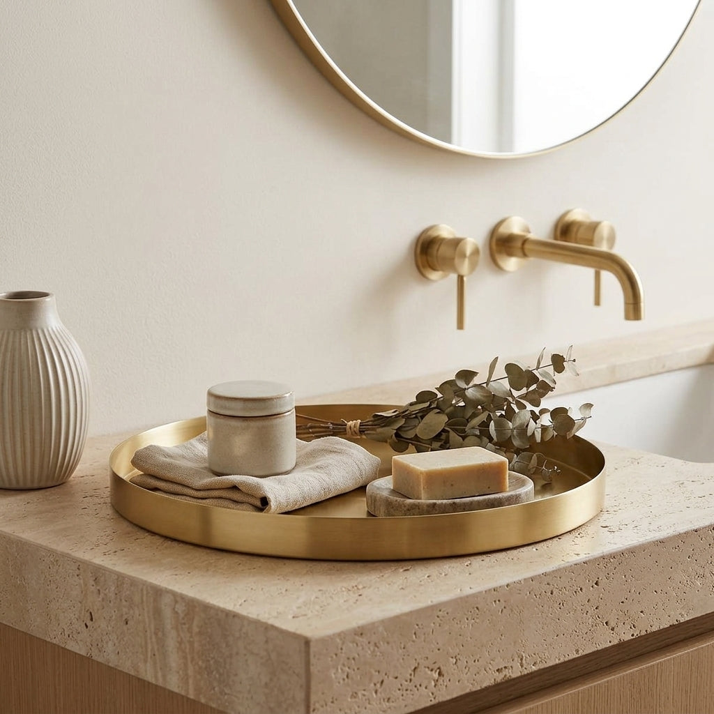 GEO ROUND TRAY | Brass