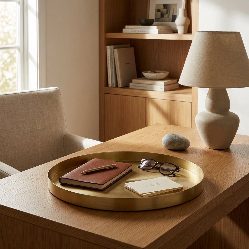 GEO ROUND TRAY | Brass