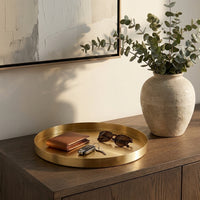 GEO ROUND TRAY | Brass