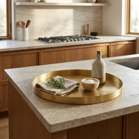 GEO ROUND TRAY | Brass