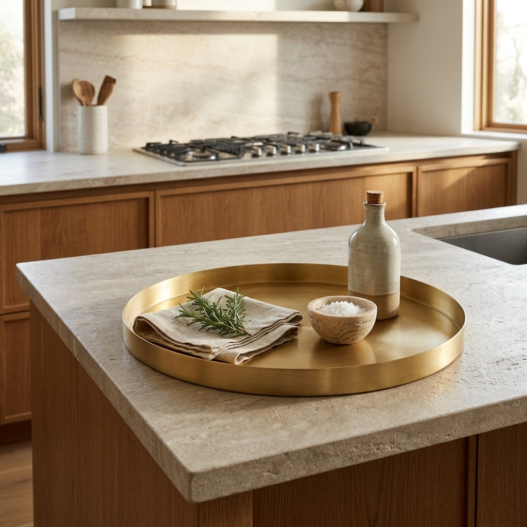 GEO ROUND TRAY | Brass