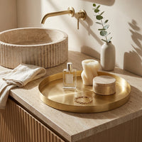 GEO ROUND TRAY | Brass