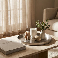 GEO ROUND TRAY | Brushed Nickel - Shop premium Home Decor for modern interiors - premium homewares - luxury home decor online