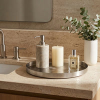 GEO ROUND TRAY | Brushed Nickel - Shop premium Home Decor for modern interiors - premium homewares - luxury home decor online