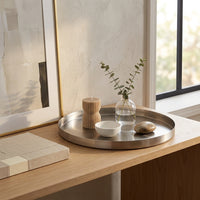 GEO ROUND TRAY | Brushed Nickel - Shop premium Home Decor for modern interiors - premium homewares - luxury home decor online